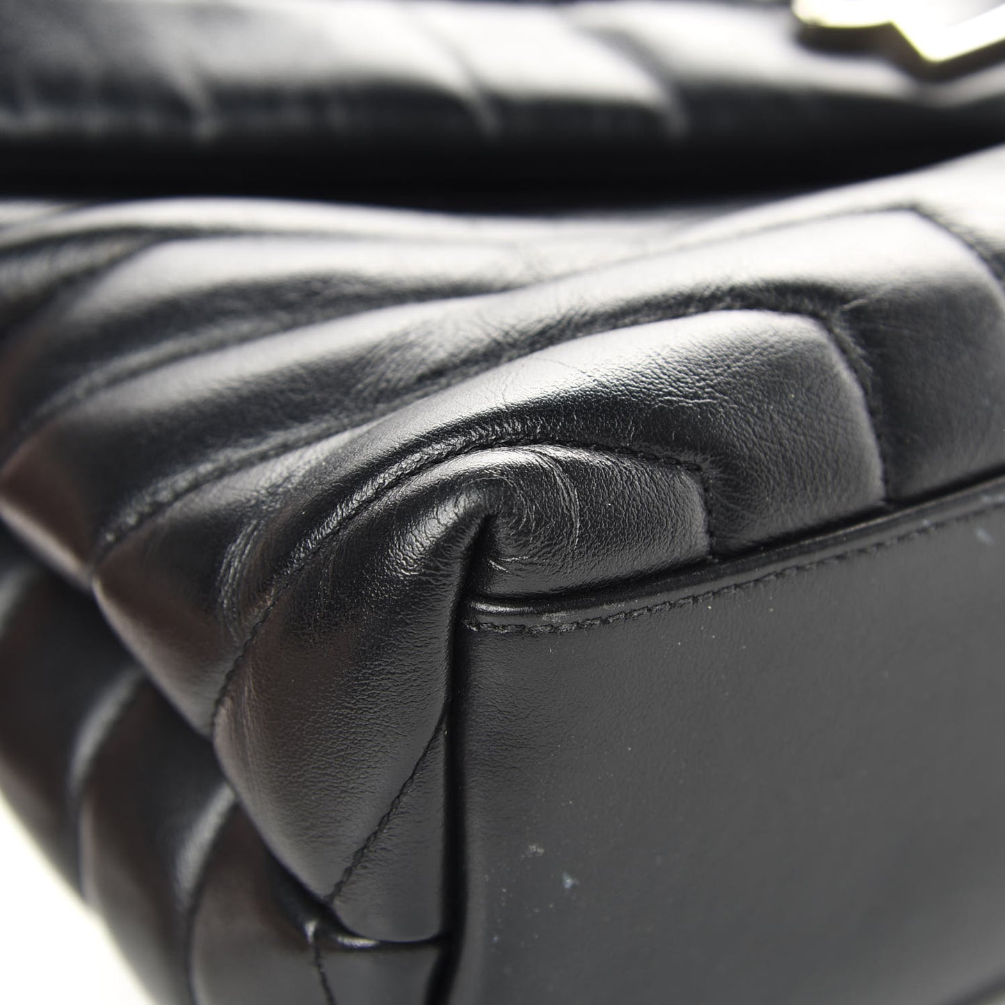 Calfskin Y Quilted Monogram Medium Loulou Chain Satchel Black