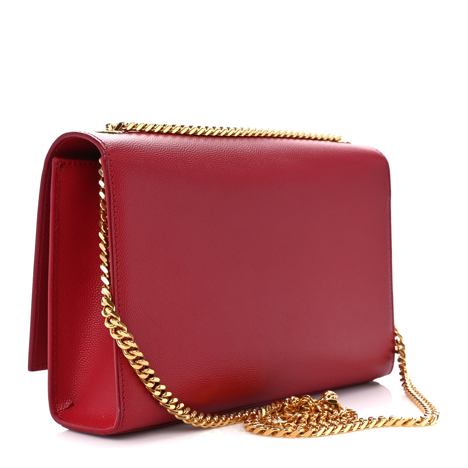 Saint Laurent Grain De Poudre Medium Monogram Kate Satchel Red 3 of 11