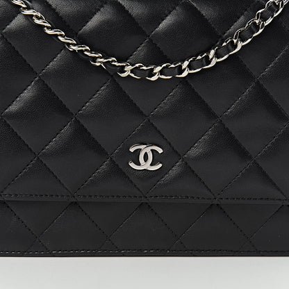 Chanel Lambskin Quilted Wallet On Chain WOC Black 9 of 14