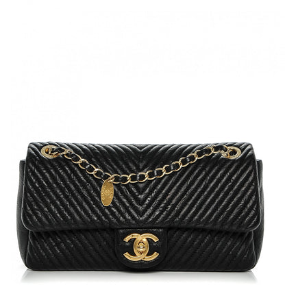 Chanel Wrinkled Lambskin Chevron Quilted Small Flap Black 1 of 7