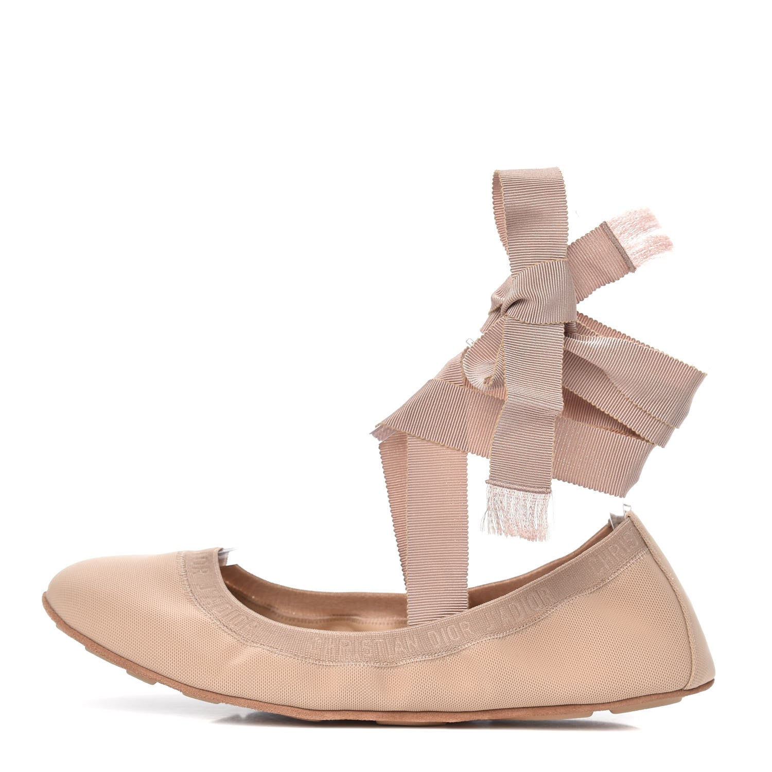 Christian Dior Micro Resille Academy Lace-Up Ballerina Flats 42 Nude 1 of 8