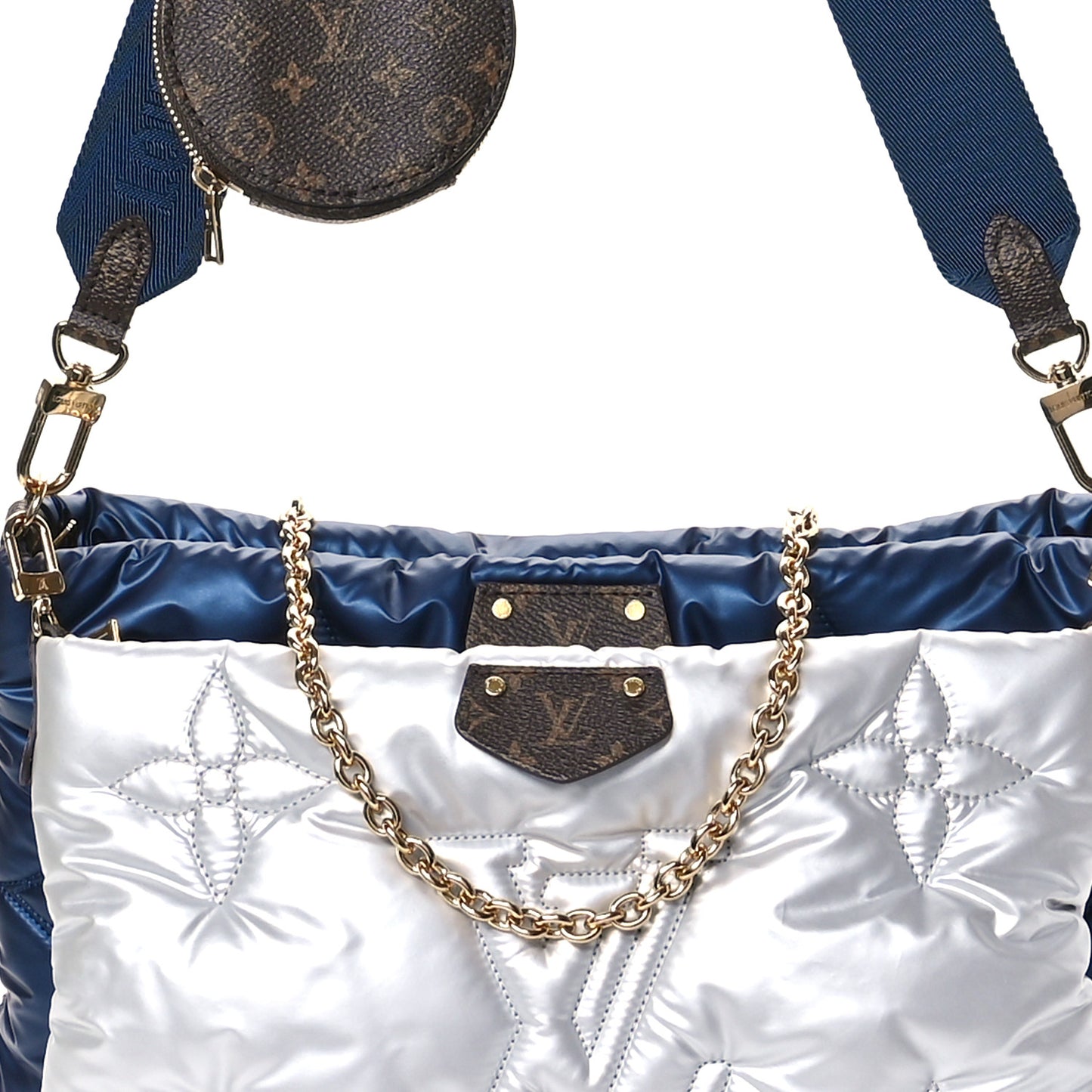 Econyl Monogram Pillow Maxi Multi Pochette Accessories Navy Silver