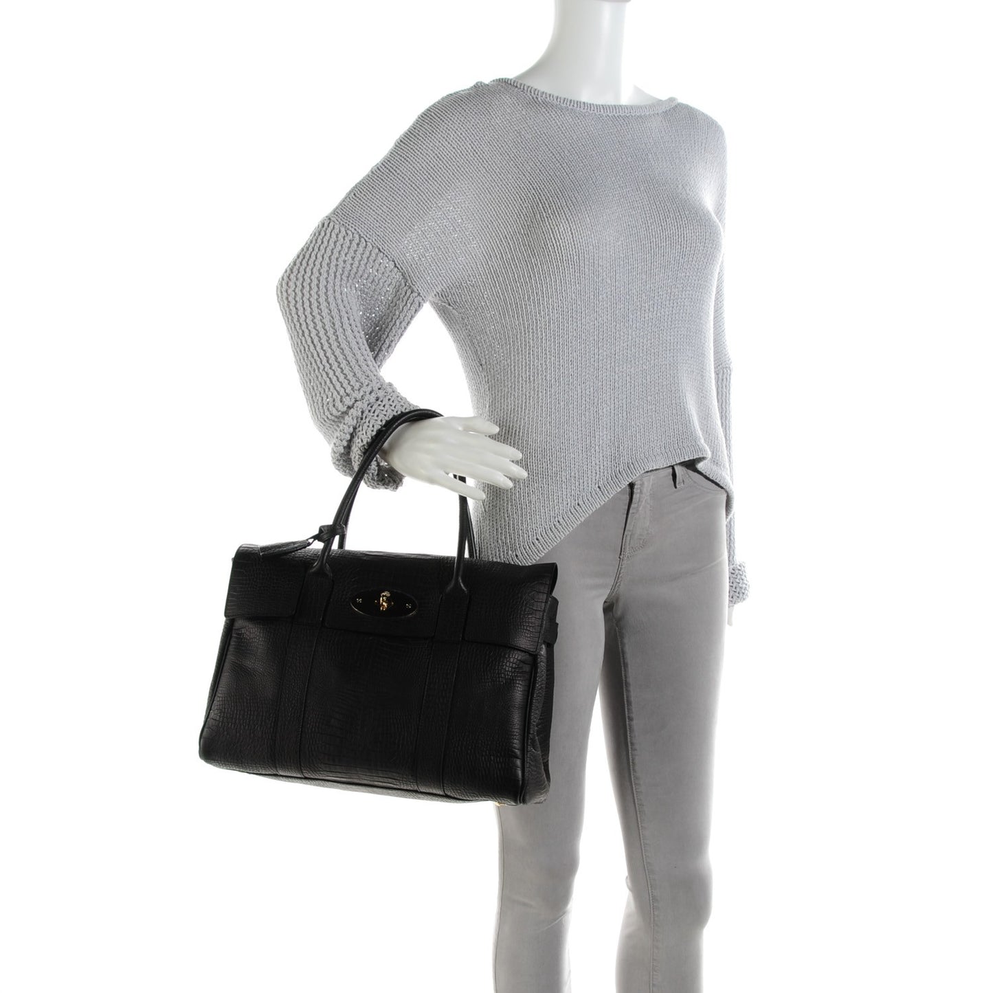 Crocodile Embossed Bayswater Black