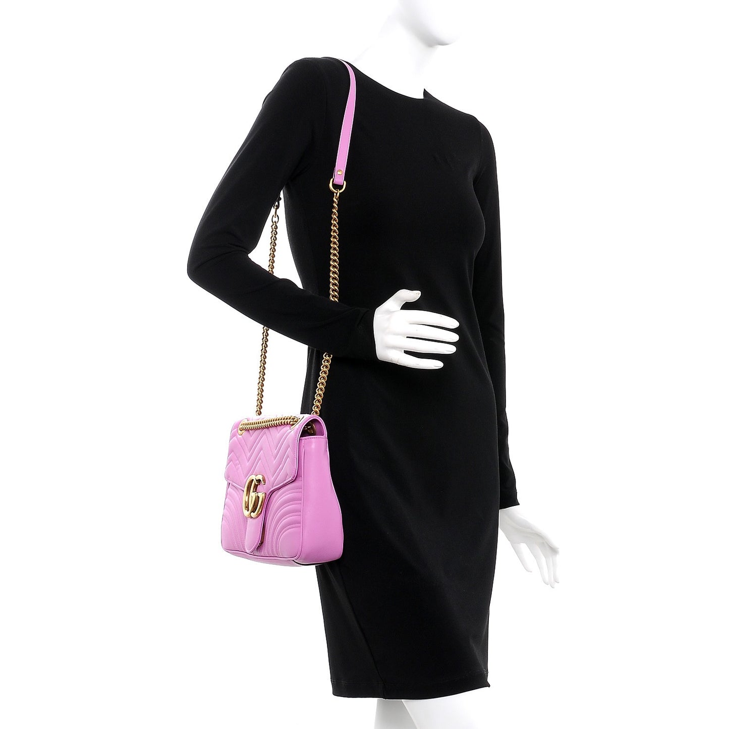 Calfskin Matelasse Medium GG Marmont Shoulder Bag Candy Mousse