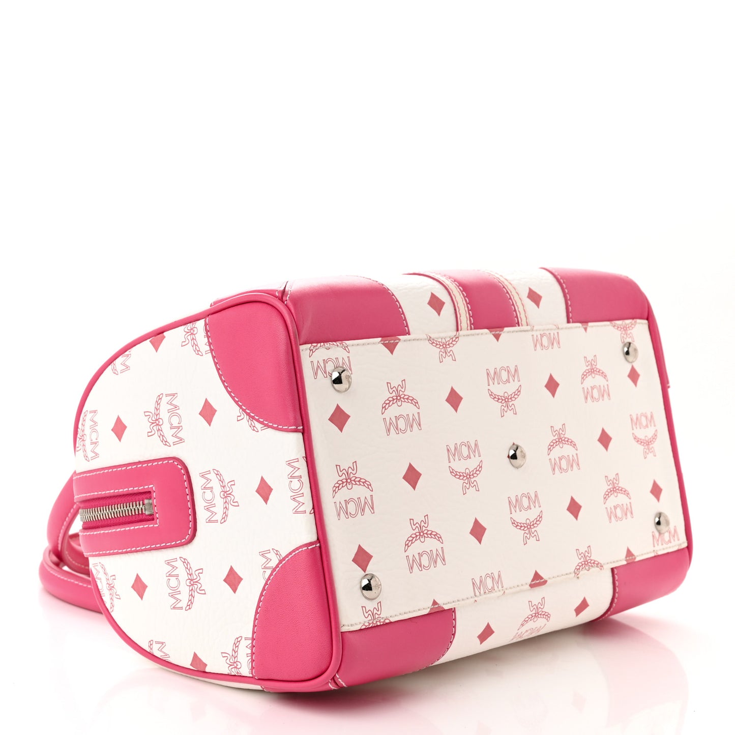 Visetos Medium Boston Bag Pink White