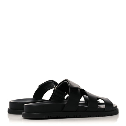 Hermes Calfskin Womens Chypre Sandals 38 Black 4 of 11