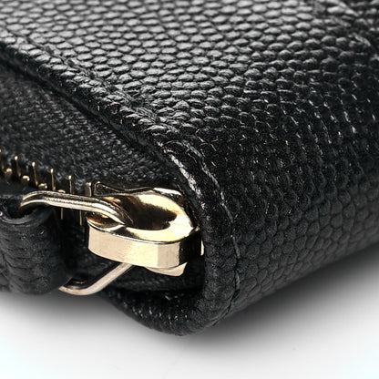 Chanel Metallic Caviar Chevron Quilted Vintage Mademoiselle Zip Coin Purse Black 9 of 10