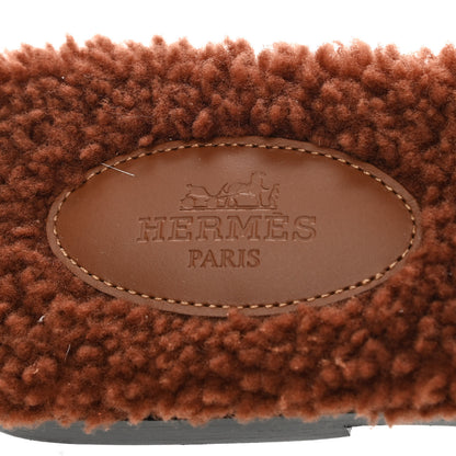 Hermes Woolskin Oran Sandals 40 Cognac 7 of 8