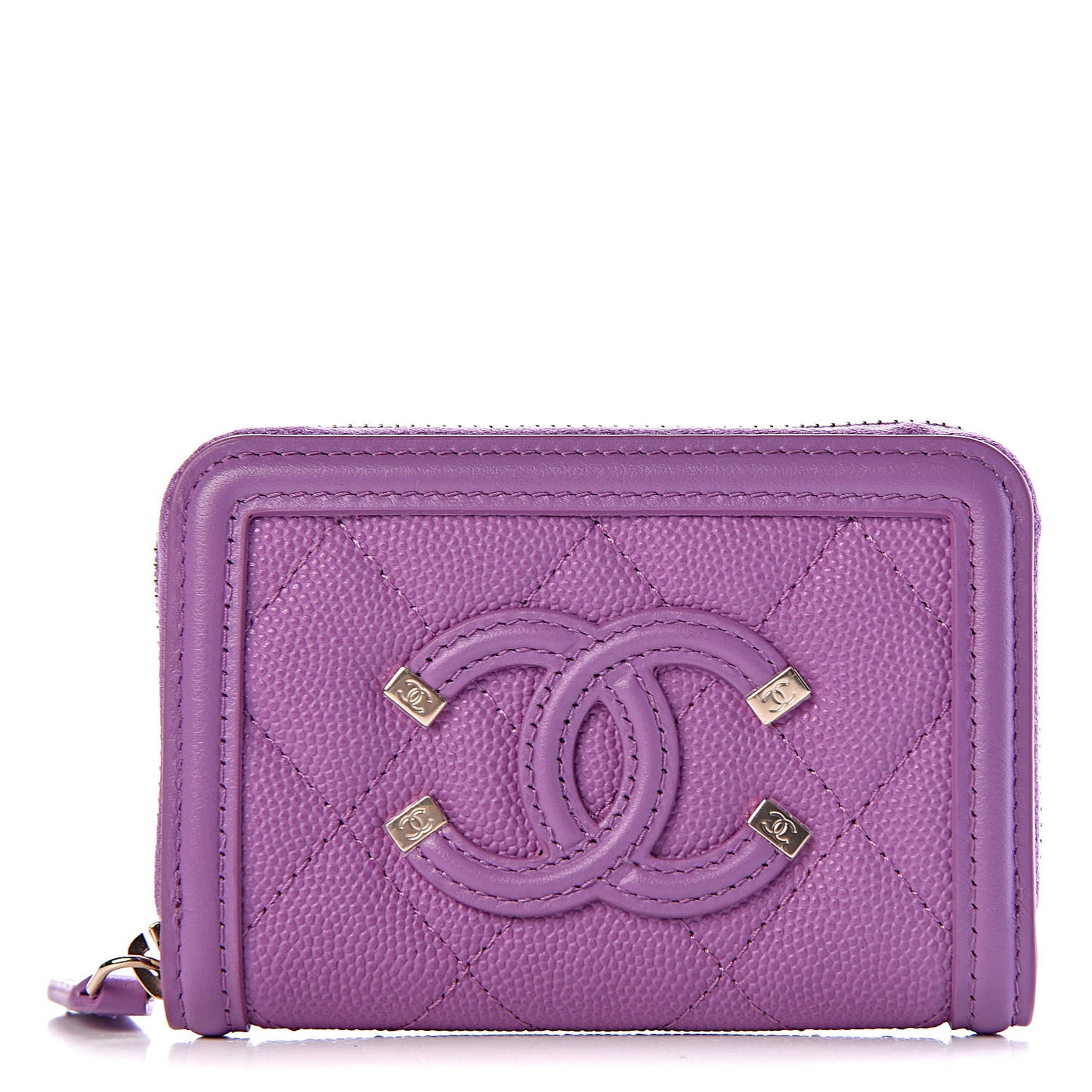 Caviar Quilted Filigree Coin Purse Purple