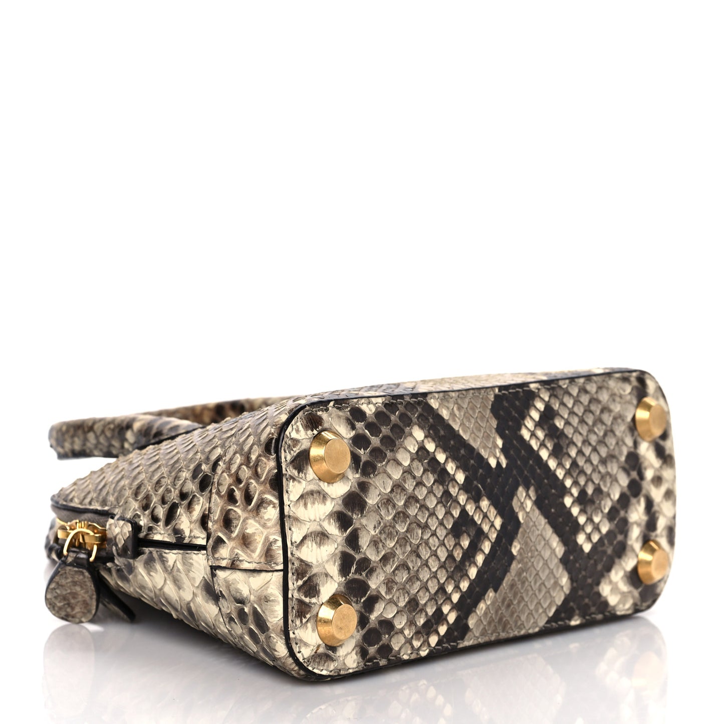 Python Logo XXS Ville Top Handle Bag Black Beige
