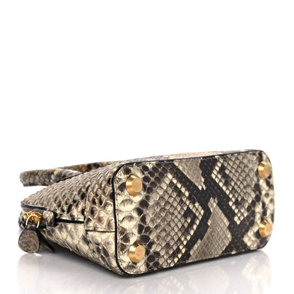 Balenciaga Python Logo XXS Ville Top Handle Bag Black Beige 3 of 9