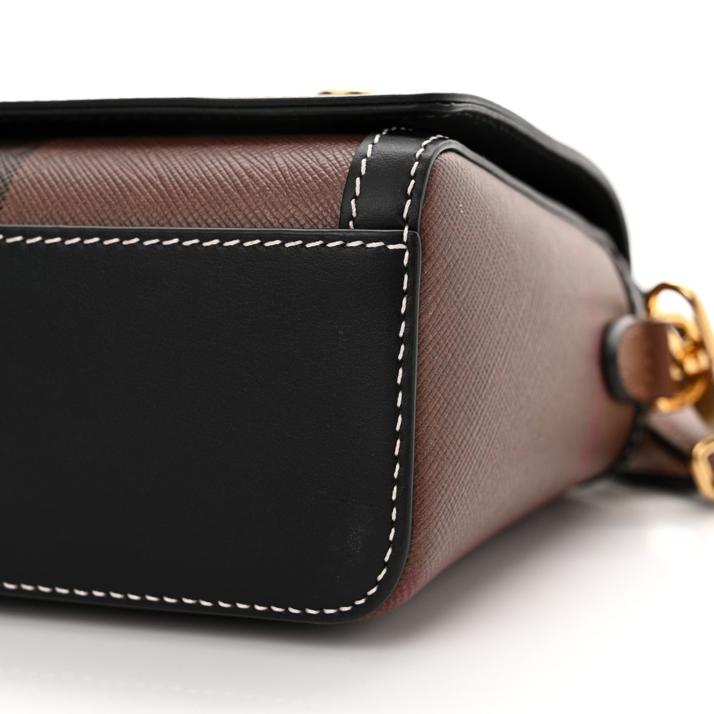 Calfskin Giant Check E-Canvas Elongated Note Crossbody Bag Dark Birch Brown