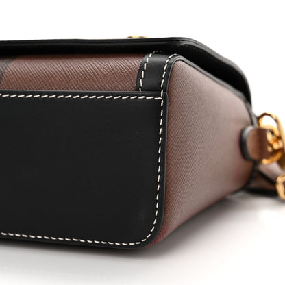 Burberry Calfskin Giant Check E-Canvas Elongated Note Crossbody Bag Dark Birch Brown 10 of 11