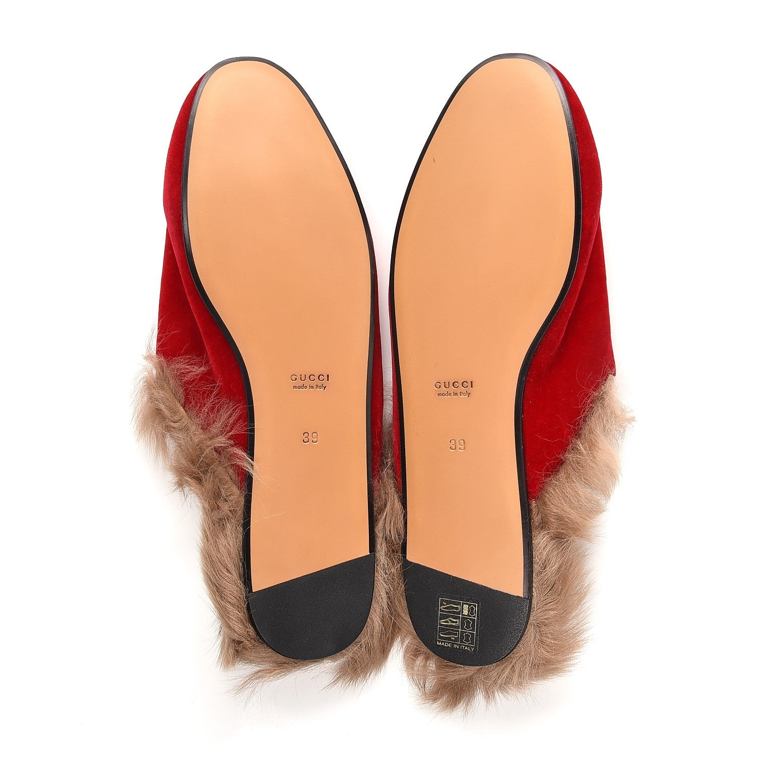 Gucci Velvet Fur Womens Princetown Slippers 39 Hibiscus Red 5 of 8