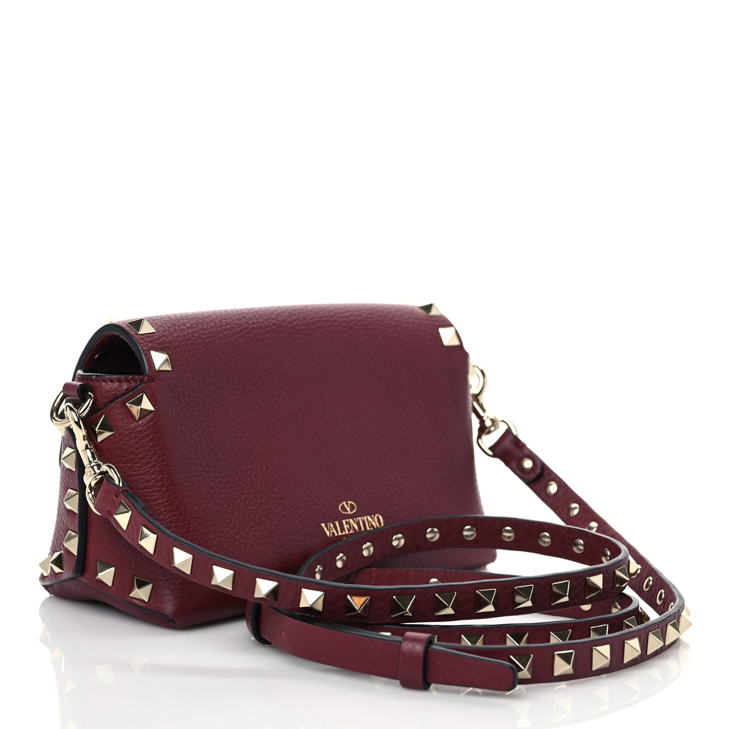 Pebbled Calfskin Mini Rockstud Crossbody Bag Rubin