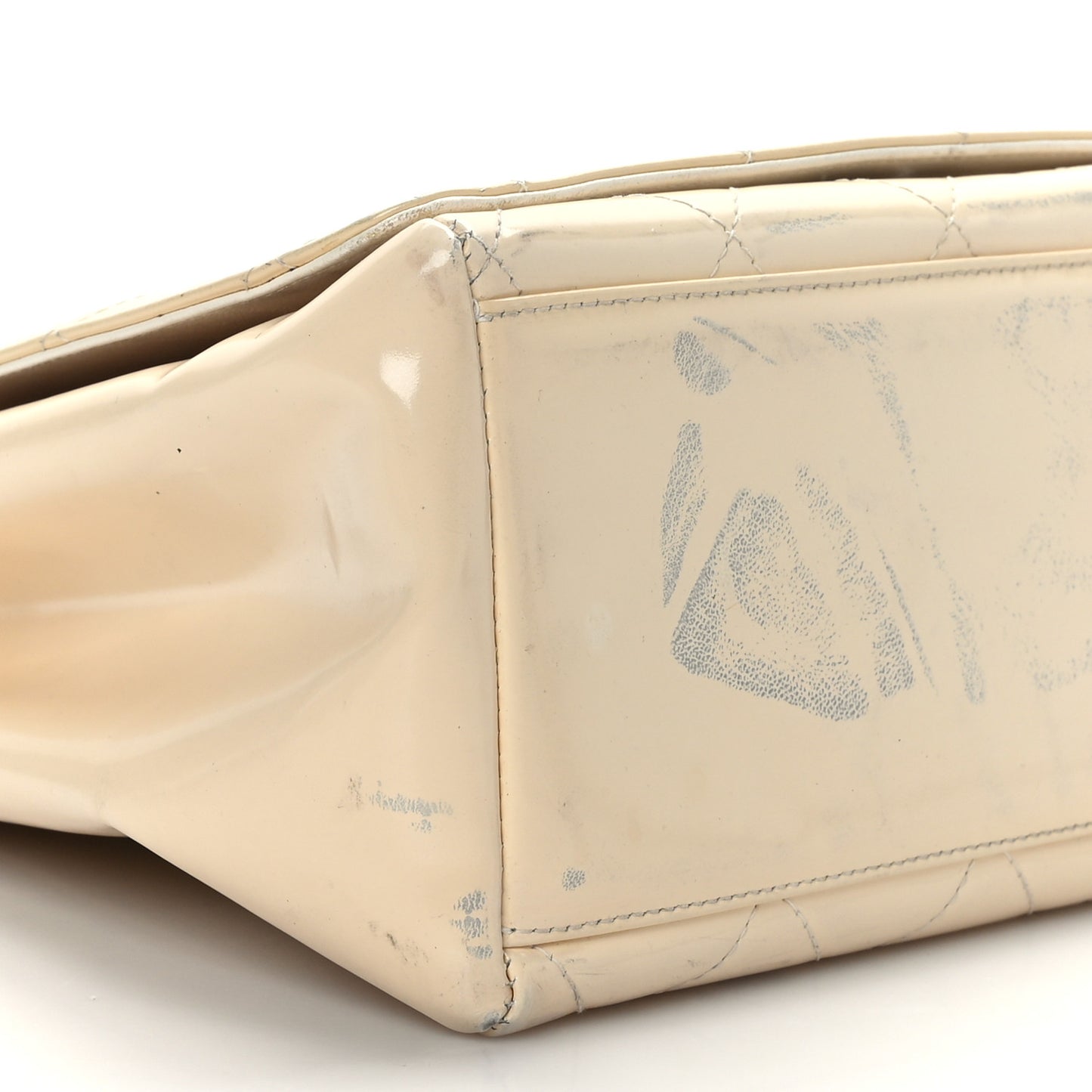Patent Quilted Flap Bag White