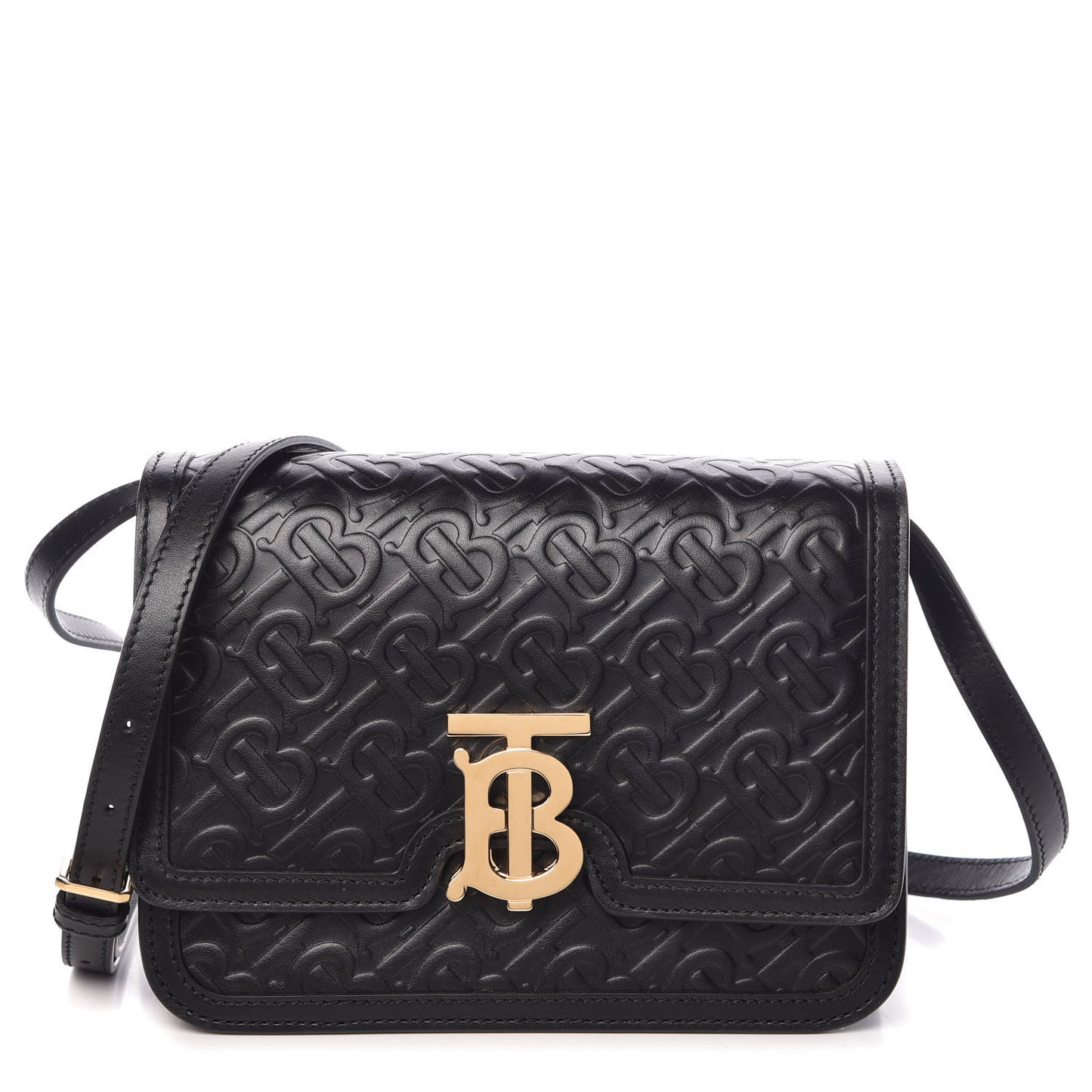 Calfskin Monogram Embossed Small TB Bag Black