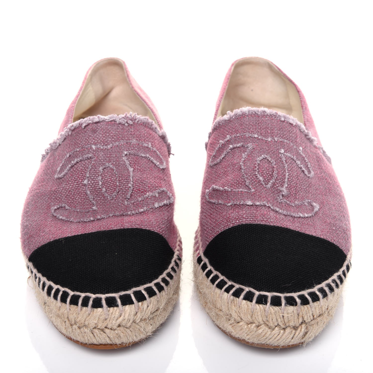 Chanel Linen CC Espadrilles 39 Pink Black 2 of 11