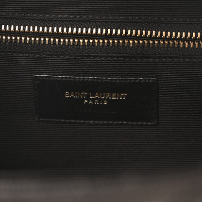 Saint Laurent Grain De Poudre Matelasse Chevron Large Monogram Satchel Black 6 of 10