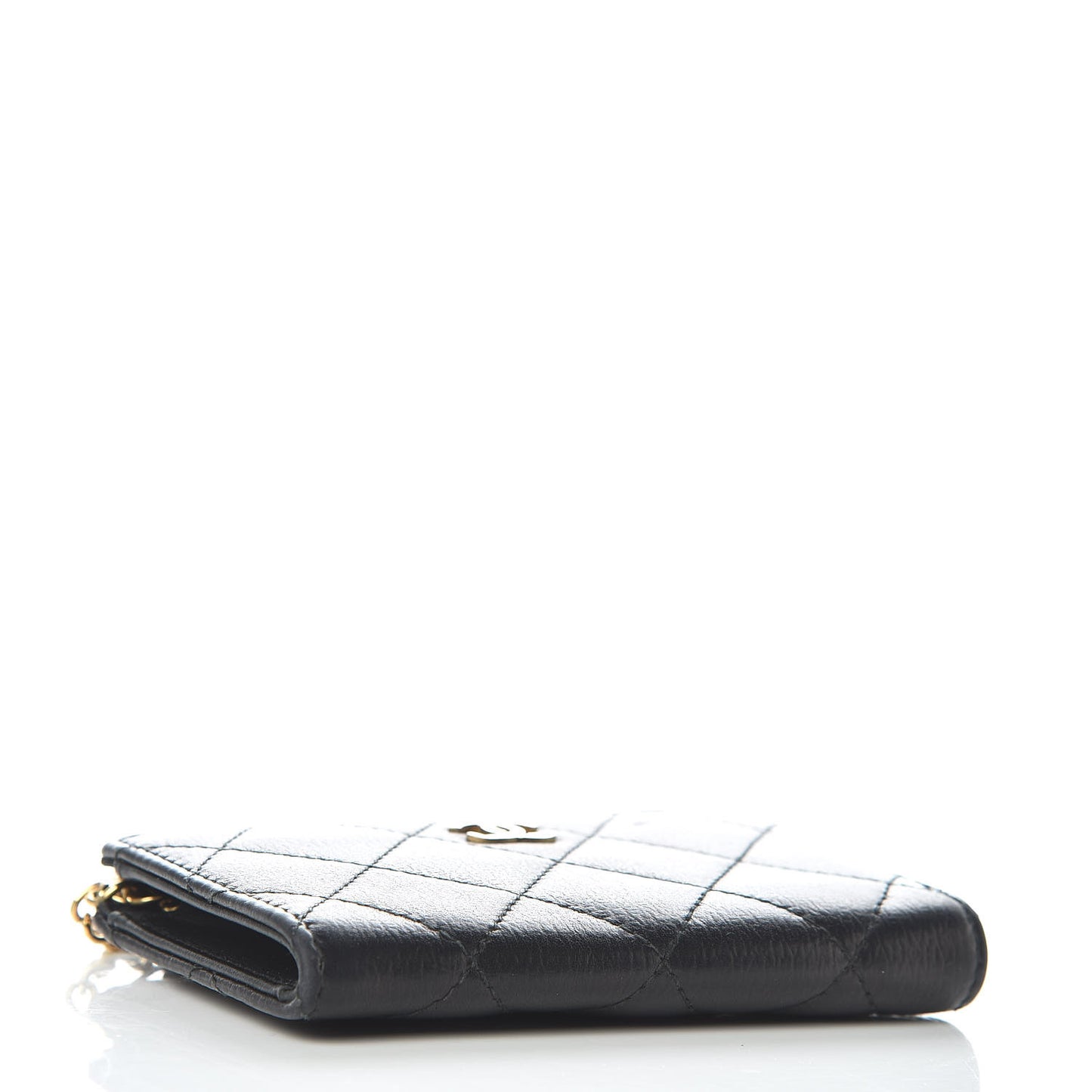 Letter Calfskin Embossed Quilted Key Holder Case Black
