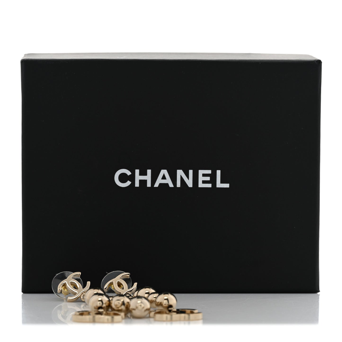 Metal CC Bead Drop Earrings Gold