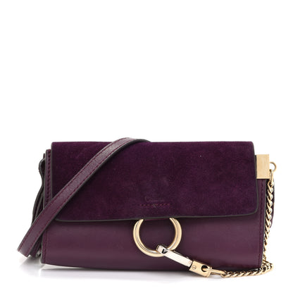 Chloe Suede Calfskin Mini Faye Shoulder Bag Intense Violine 1 of 14