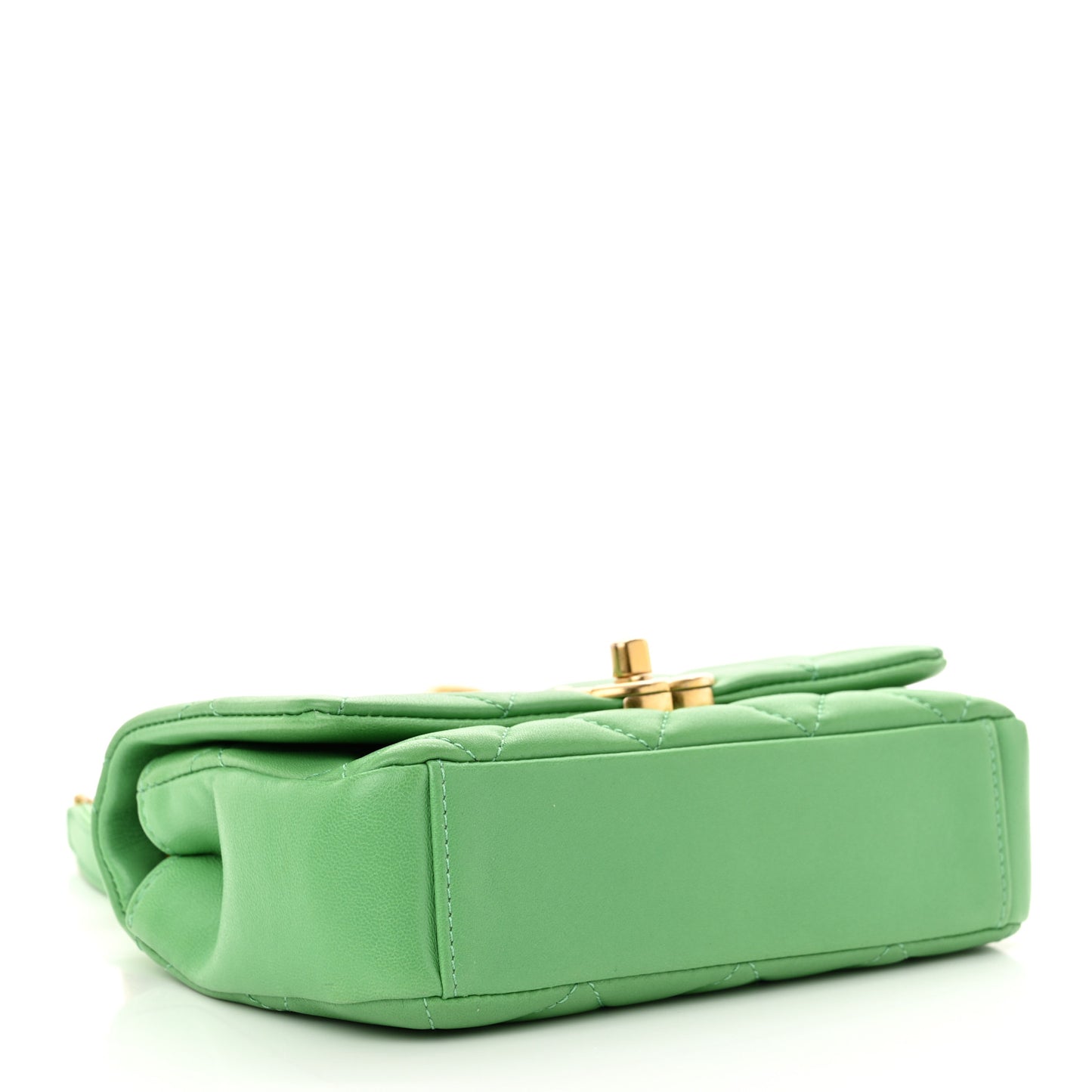 Shiny Lambskin Small Chain Is More Flap Green