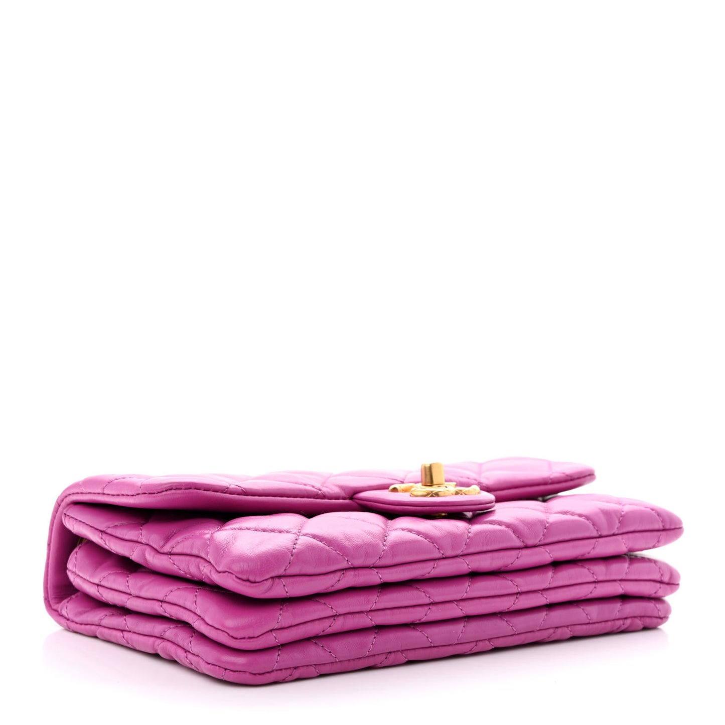 Lambskin Quilted Small Pillow Crush Flap Purple