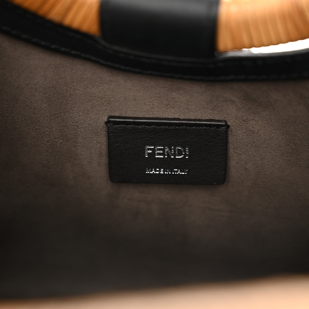 Fendi Vitello Century Wicker Bi-Color FF 1974 Embossed Small Runaway Shopper Tote Maya Black 6 of 10