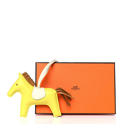 Hermes Milo Lambskin Grigri Rodeo Horse Bag Charm GM Lime Sesame Craie 4 of 4
