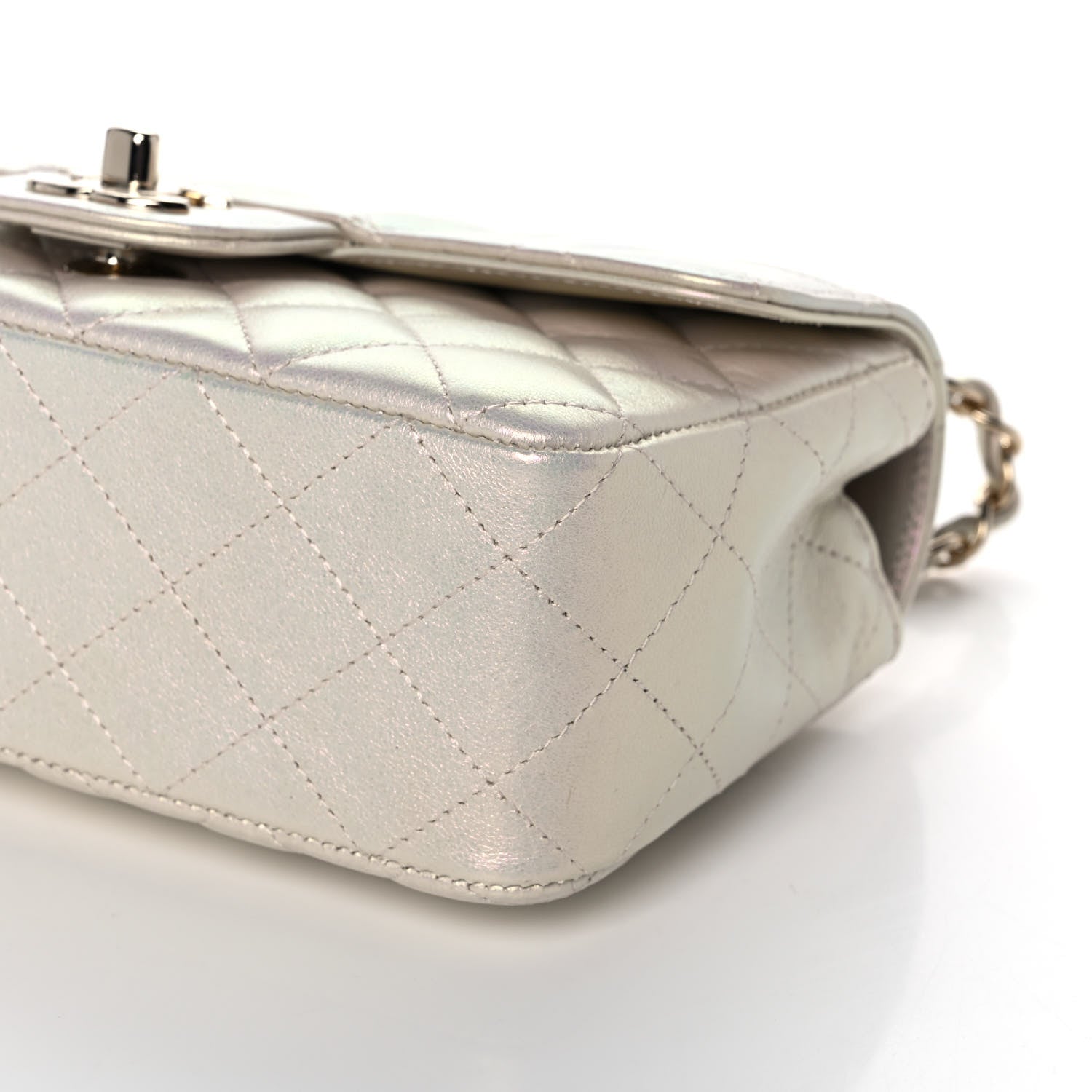 Chanel Iridescent Lambskin Quilted Mini Rectangular Flap Ivory 10 of 12