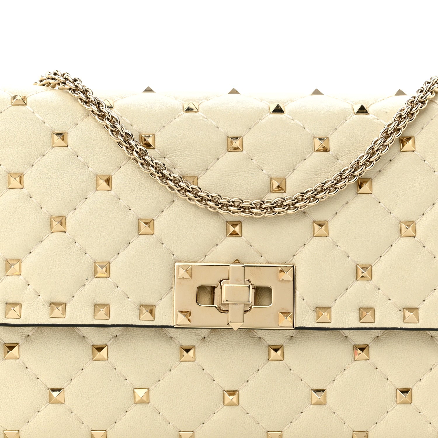 Valentino Garavani Nappa Rockstud Spike Wallet on Chain Light Ivory 7 of 10