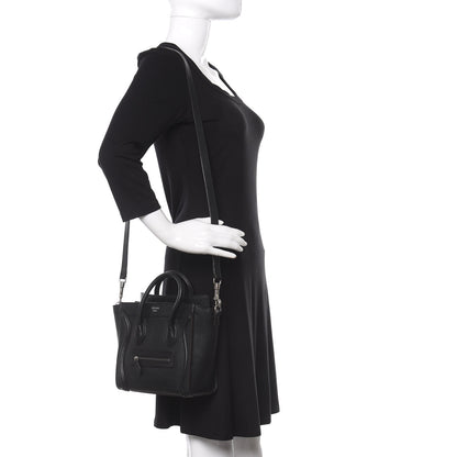 Celine Drummed Calfskin Nano Luggage Black 2 of 9