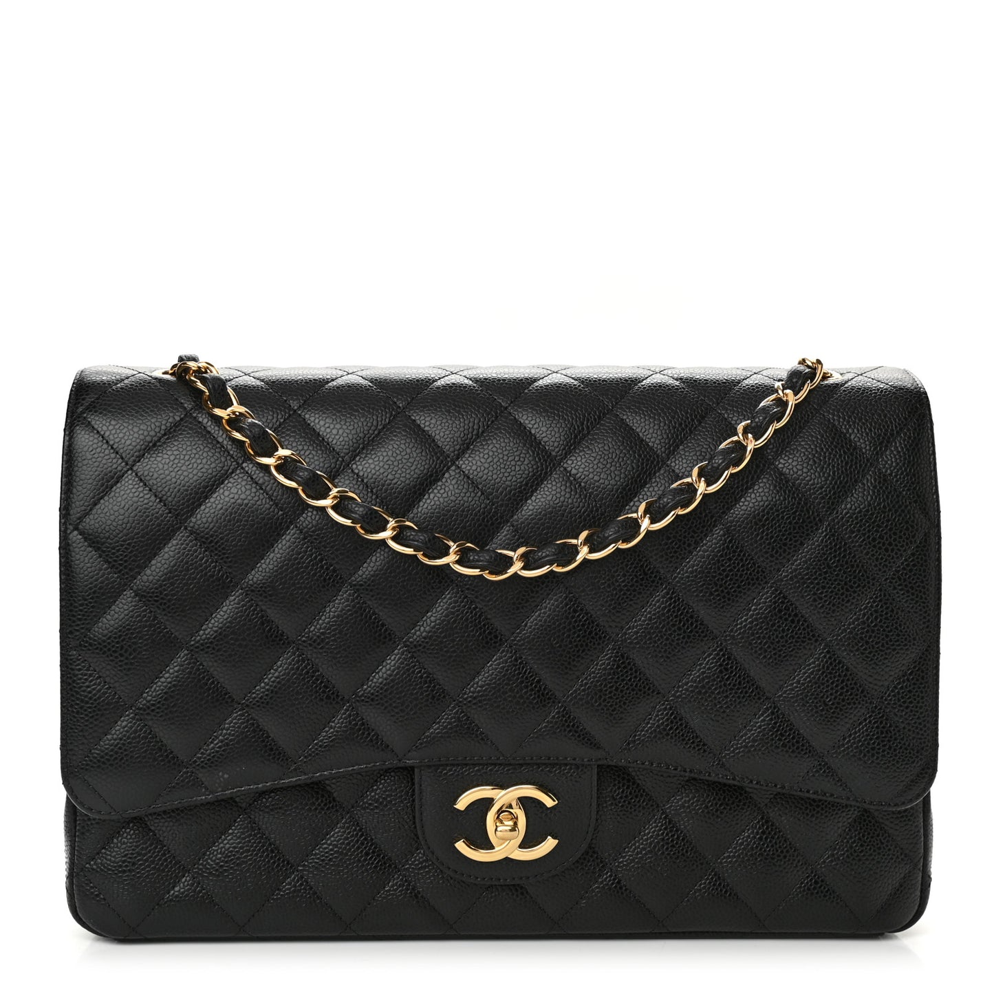Caviar Quilted Maxi Double Flap Black