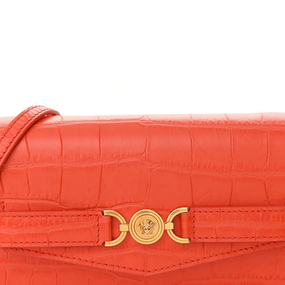 Versace Calfskin Crocodile Embossed Medusa '95 Shoulder Bag Orange 7 of 9