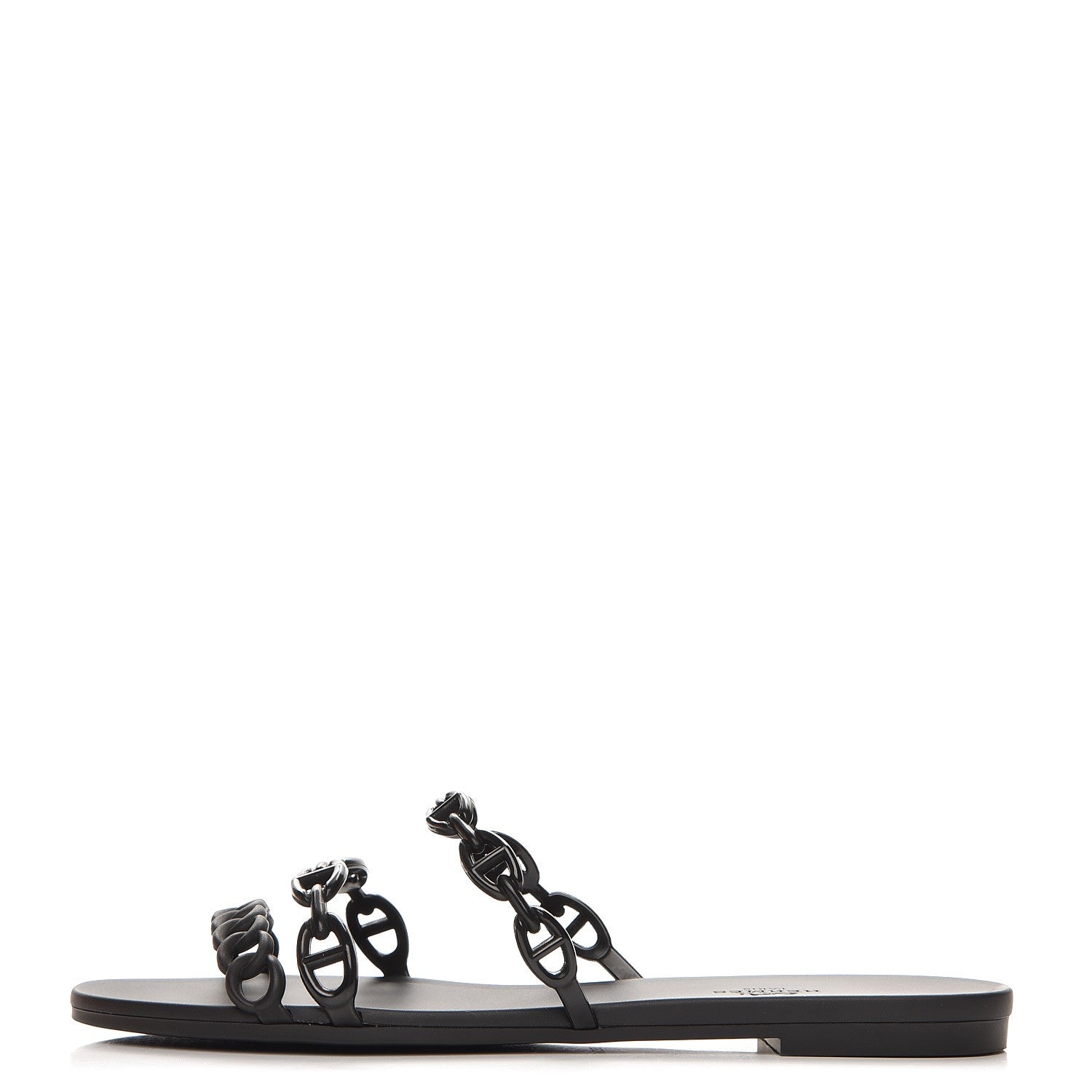 Hermes Rubber Chaine d'Ancre Rivage Sandals 40 Black 1 of 8