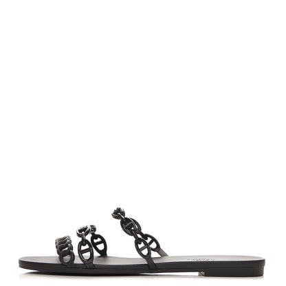 Hermes Rubber Chaine d'Ancre Rivage Sandals 40 Black 1 of 8
