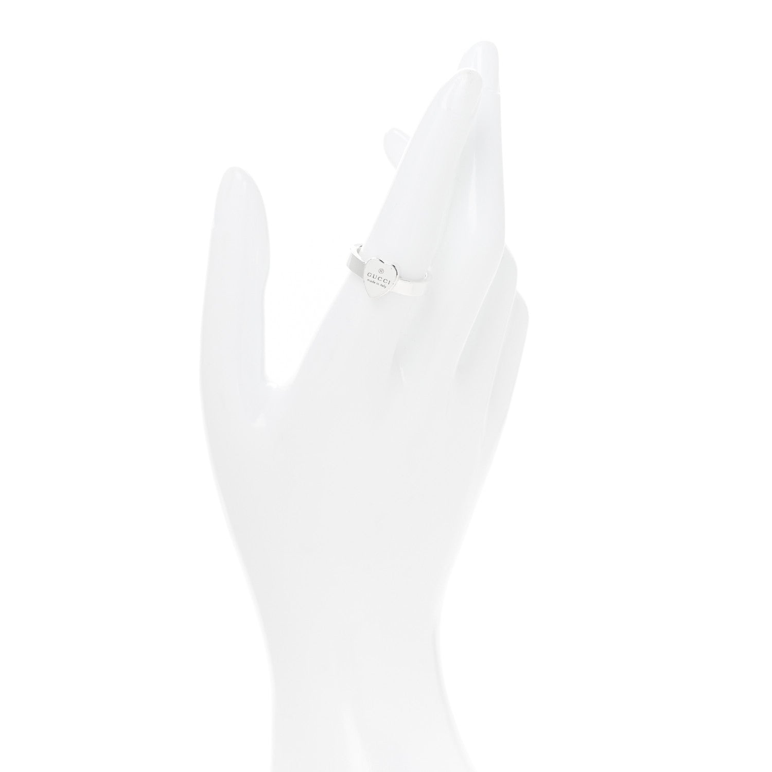 Gucci Sterling Silver Trademark Heart Ring 55 7.25 2 of 5