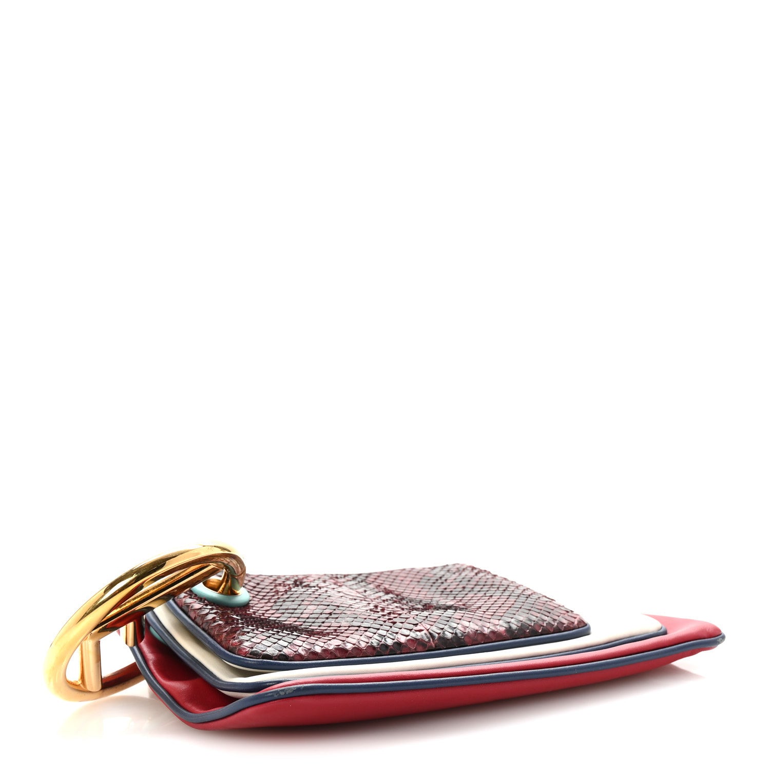 Fendi Calfskin Snakeskin F is Fendi Triplette Pouch Set Red Multicolor 3 of 10