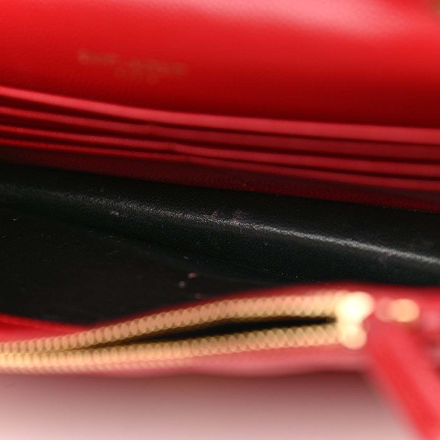 Grain De Poudre Matelasse Chevron Monogram Envelope Chain Wallet New Red