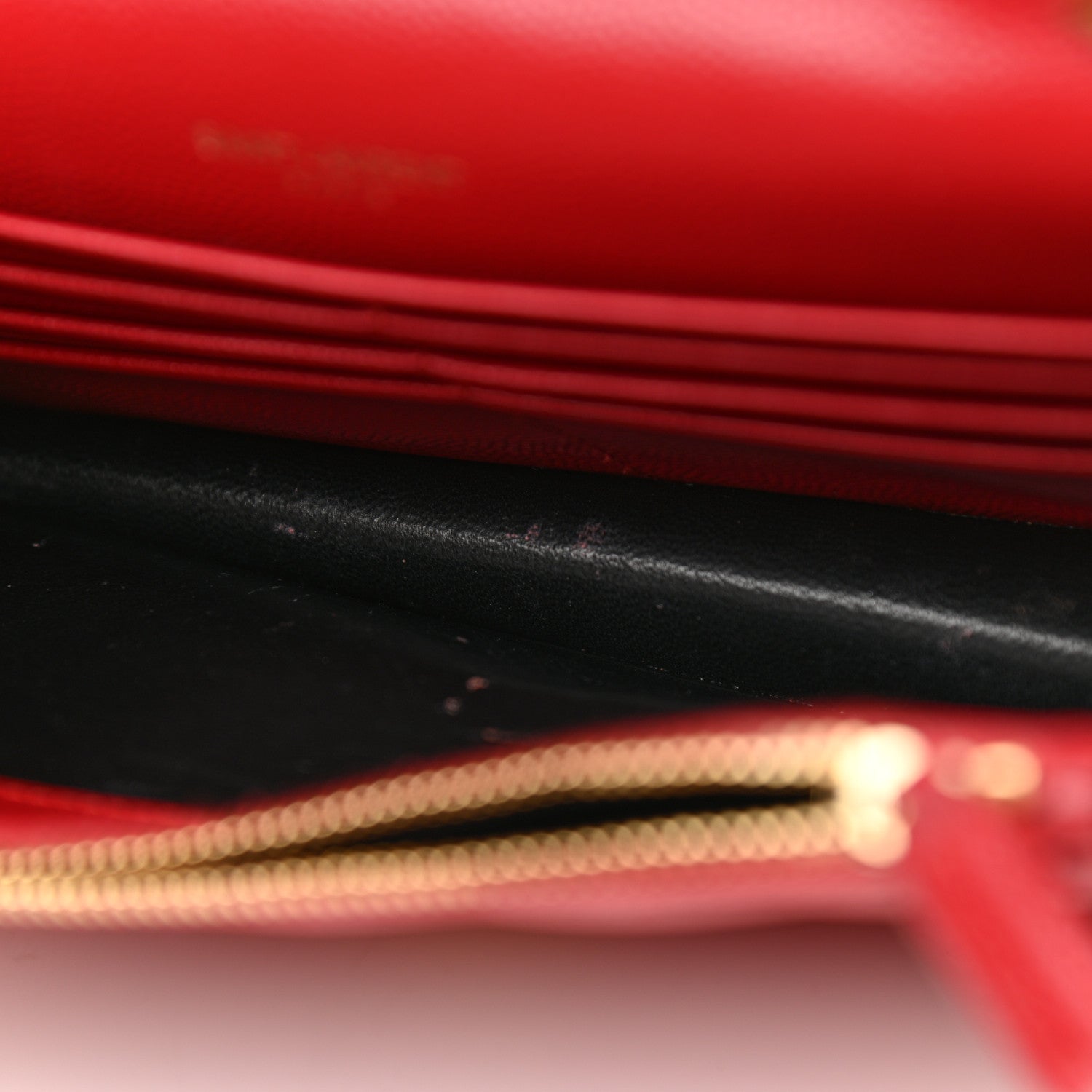 Saint Laurent Grain De Poudre Matelasse Chevron Monogram Envelope Chain Wallet New Red 11 of 11