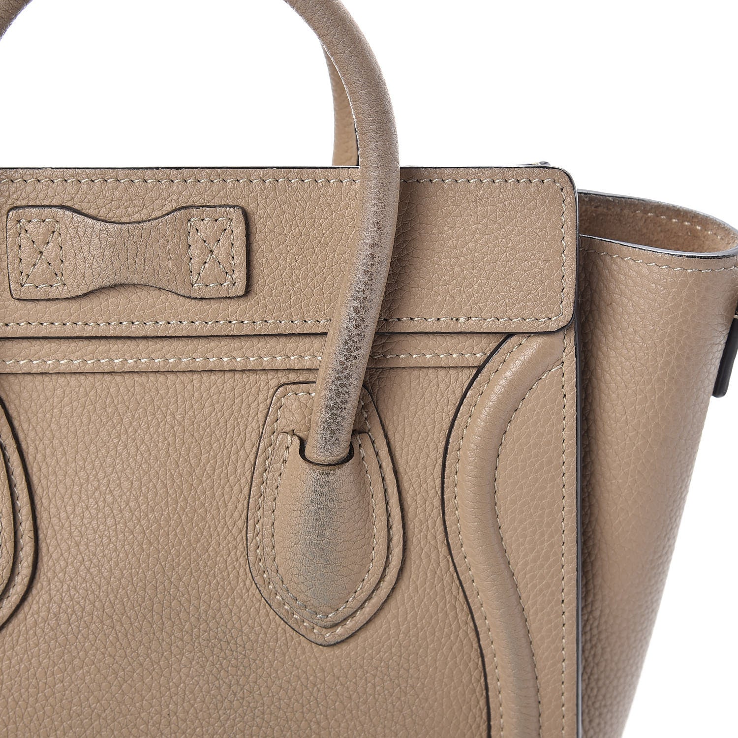 Celine Drummed Calfskin Nano Luggage Dune 6 of 9