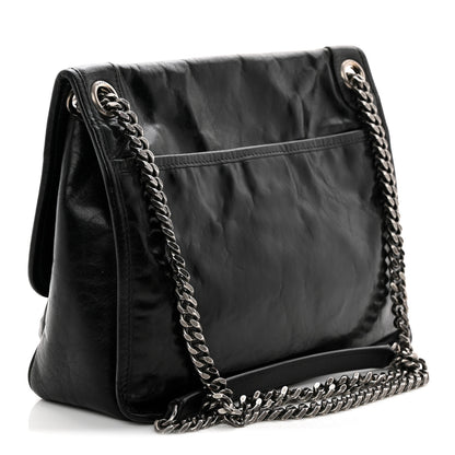 Saint Laurent Crinkled Calfskin Monogram Medium Niki Chain Satchel Black 3 of 11