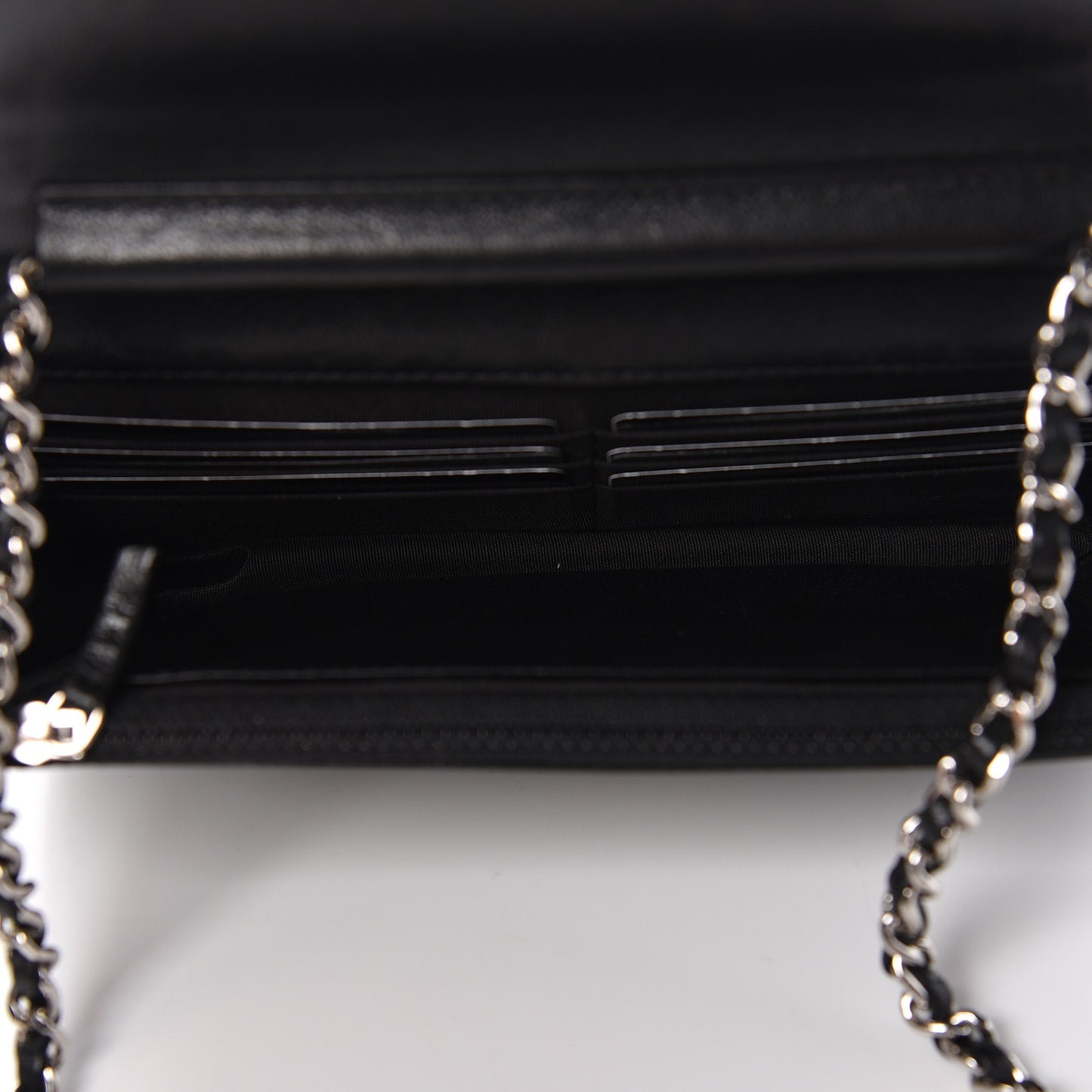 Sheepskin Quilted Mademoiselle Vintage Wallet On Chain WOC Black