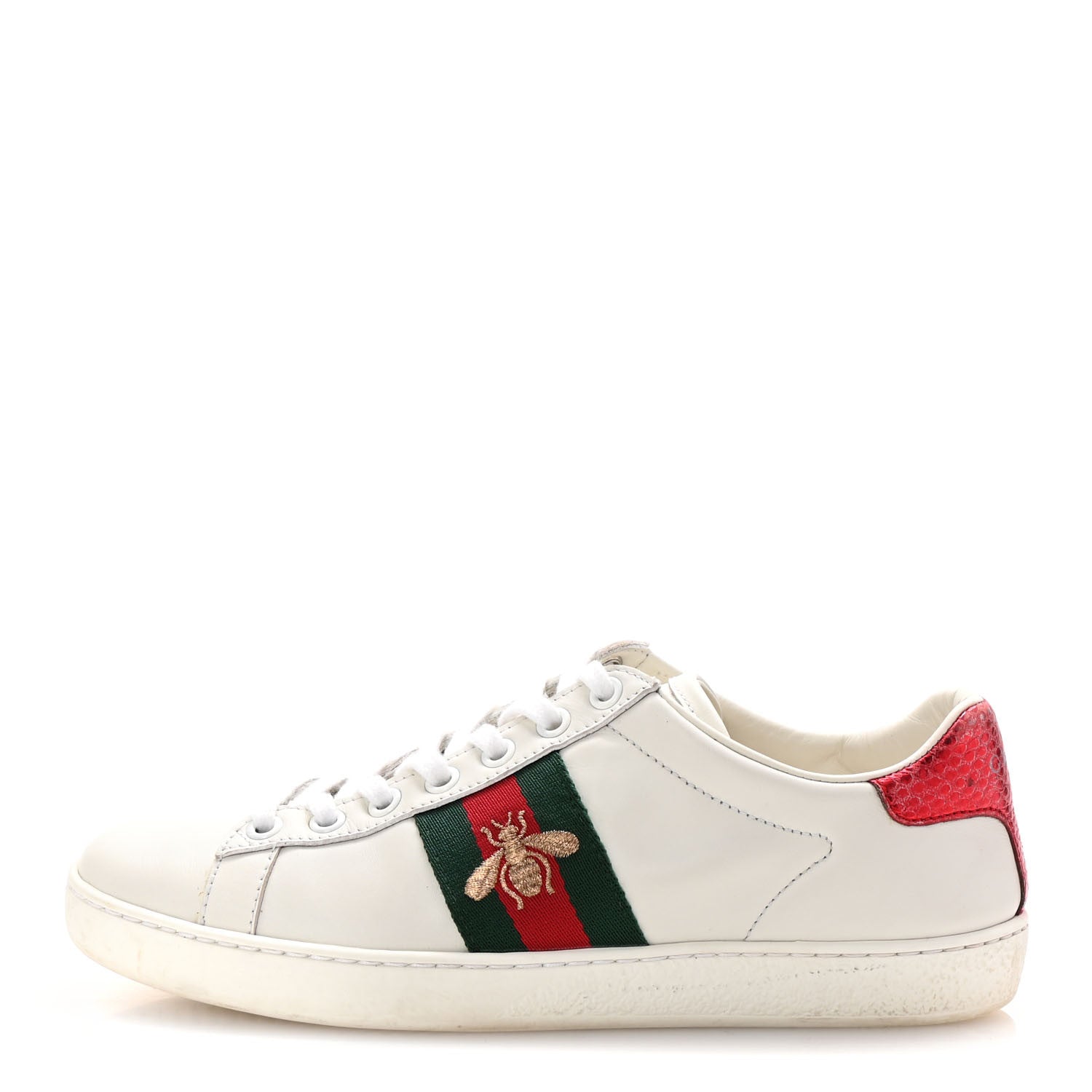 Gucci Calfskin Ayers Bee Embroidered Womens Ace Sneakers 36 White Green 1 of 10