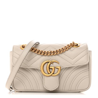 Gucci Calfskin Matelasse Mini GG Marmont Shoulder Bag Light Grey 1 of 11