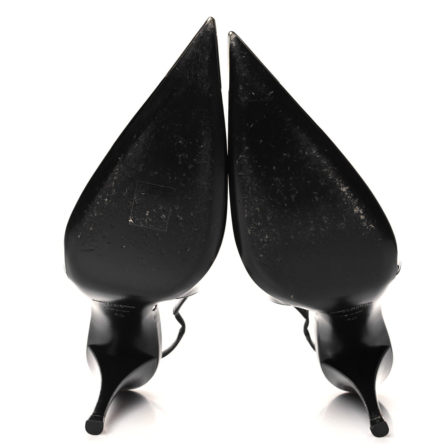 SAINT LAURENT Patent Cap Toe Vesper Slingback Pumps 40 Black