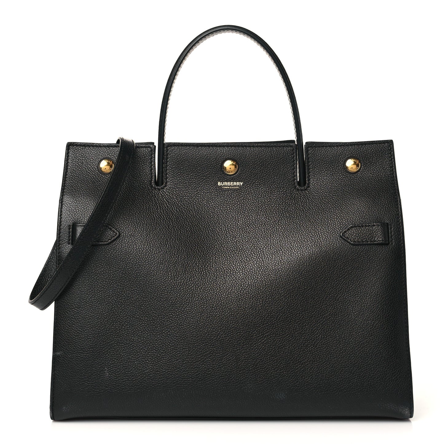Grainy Calfskin Medium Title Bag Black