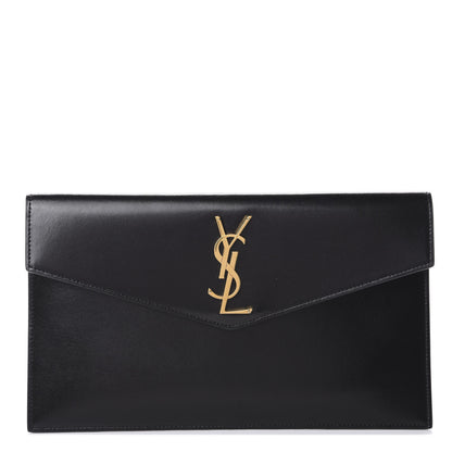 Saint Laurent Smooth Shiny Calfskin Monogram Uptown Pouch Black 1 of 6