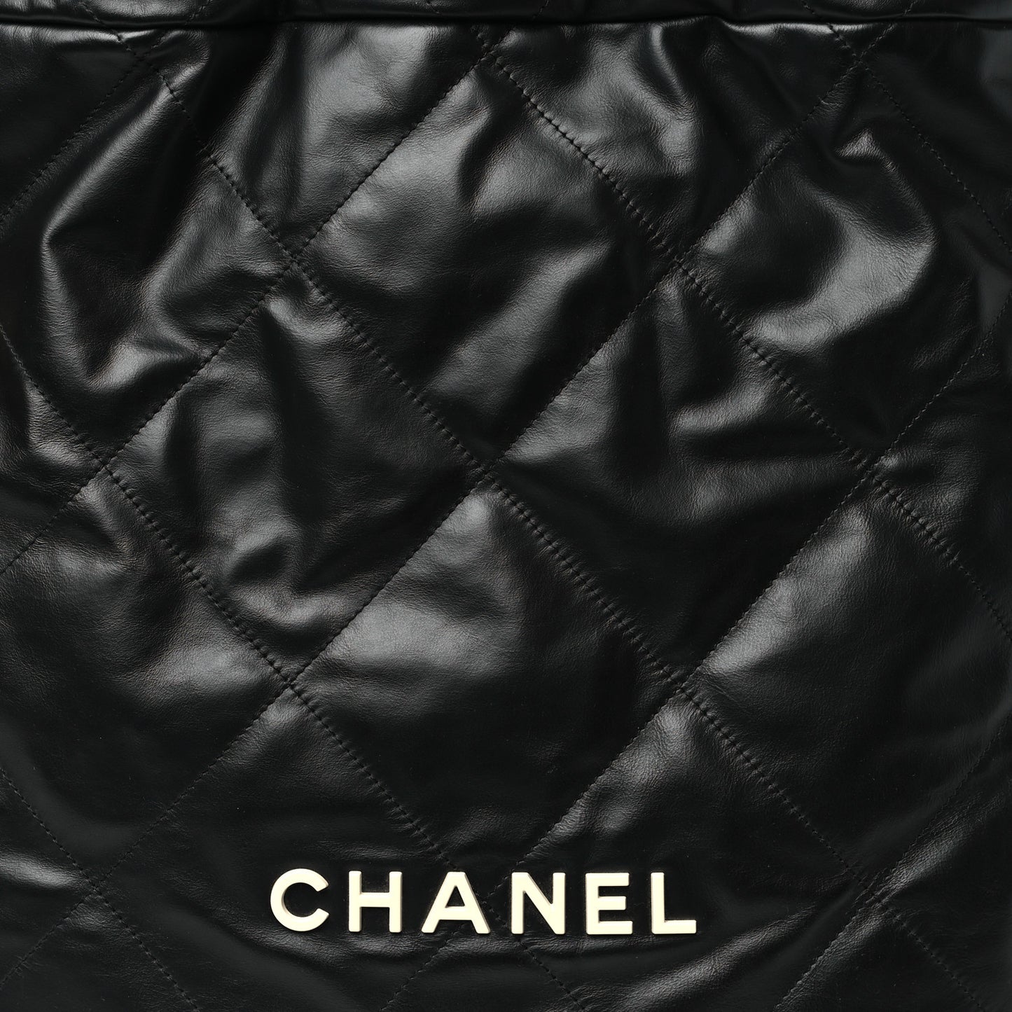 Shiny Calfskin Quilted Chanel 22 Backpack Black